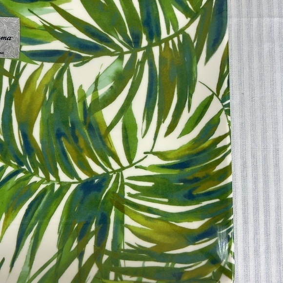 Tommy Bahama Melamine Platter Serving Tray Palm Leaves Green Tiki Tropical NEW - Picture 2 of 4